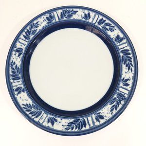 Vintage Dansk Ceylon Royal Blue 11 Inch Dinner Plate Leaf Motif Japan